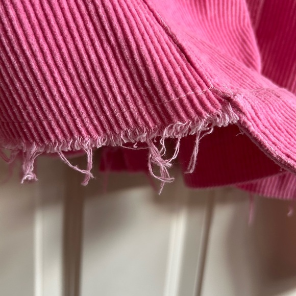 POL Boho Hippie Bubblegum Pink Oversized Distressed Corduroy Jacket Size L - Picture 10 of 14